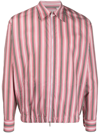Pt Torino Stripe-print Zip-up Shirt Jacket In Pink