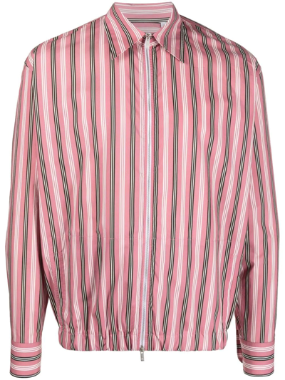 Pt Torino Stripe-print Zip-up Shirt Jacket In Pink