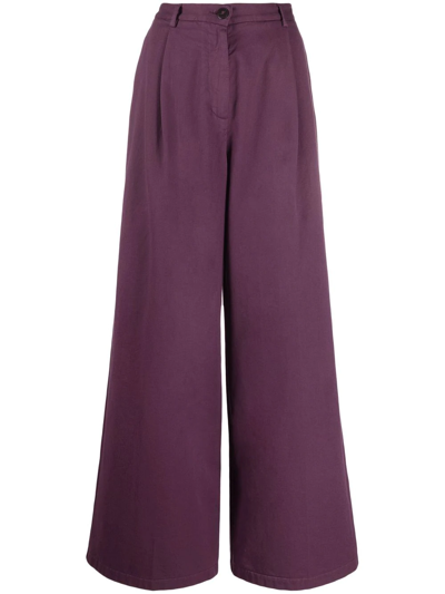 Forte Forte Cotton Twill Wide-leg Trousers In Purple