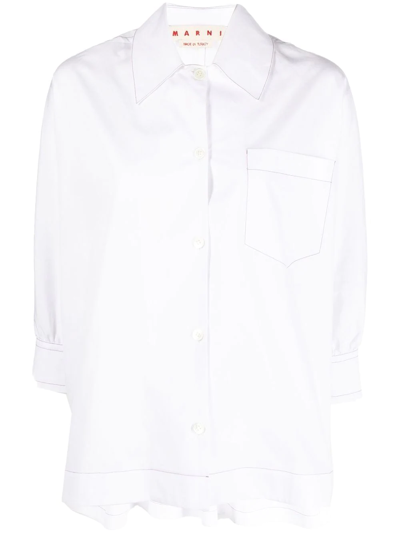 Marni Sailor Collar Shirt In White