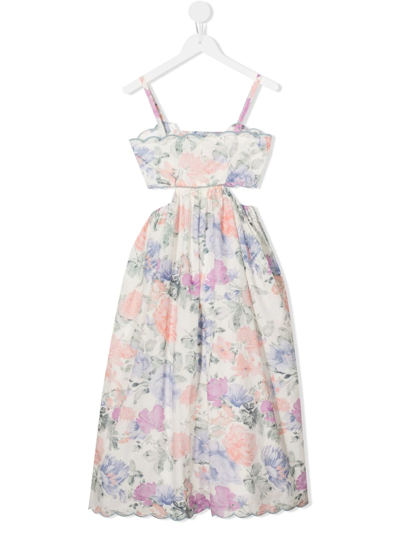 Marlo Kids Amelia Floral-print Cotton Dress In Blue