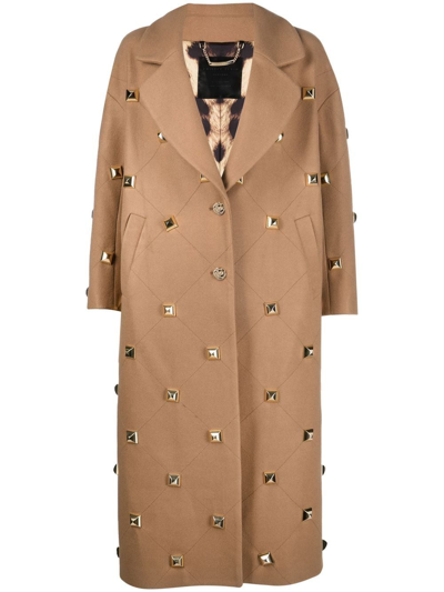 Philipp Plein Stud-detailed Button-front Coat In Neutrals