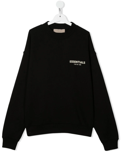 Essentials Teen Logo-print Long-sleeve Sweatshirt In Black