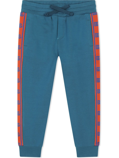 Dolce & Gabbana Kids' Dg Logo-tape Track Trousers In Blue
