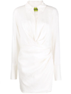 Gauge81 Naha Draped Linen-blend Mini Shirt Dress In White