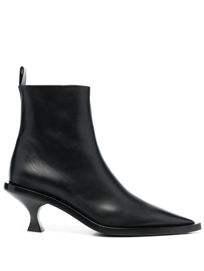 Jil Sander Louis 80mm Ankle Boots In Black