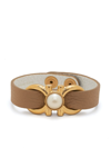Ferragamo Gancini Cracked-effect Bracelet In Neutrals