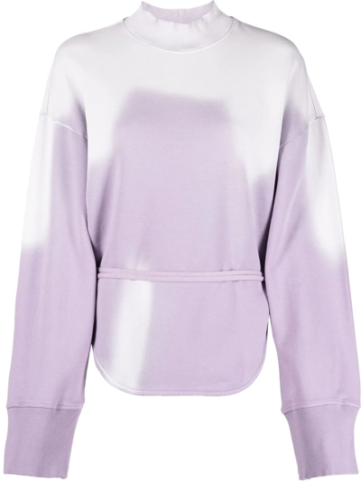 Attico Tie-dye Cotton Tie-waist Sweatshirt In Purple