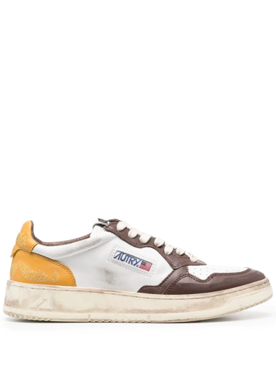 Autry Colour-block Distressed-finish Sneakers In White