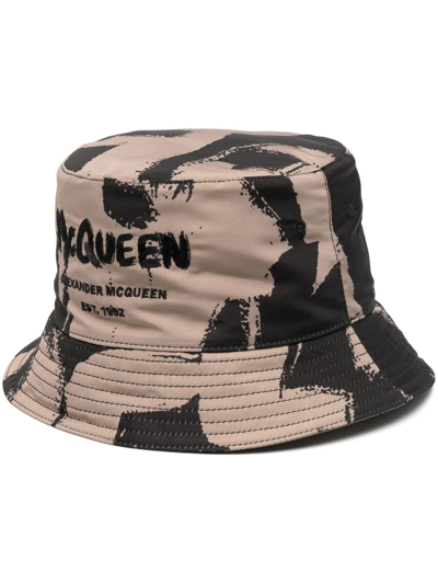 Alexander Mcqueen Mcqueen Graffiti Bucket Hat In Brown