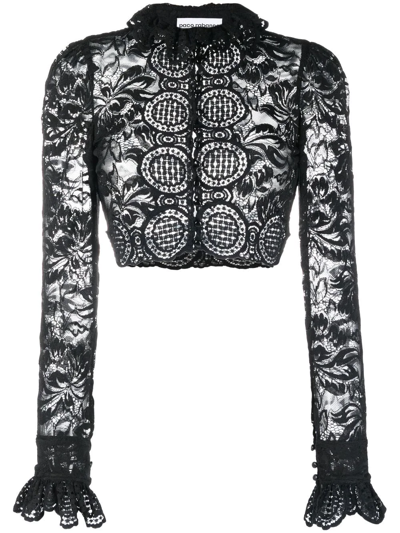 Rabanne High-collar Stretch-lace Cropped Top In Black