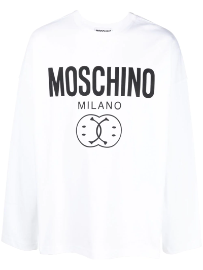 Moschino Logo-print Cotton Sweatshirt In 白色
