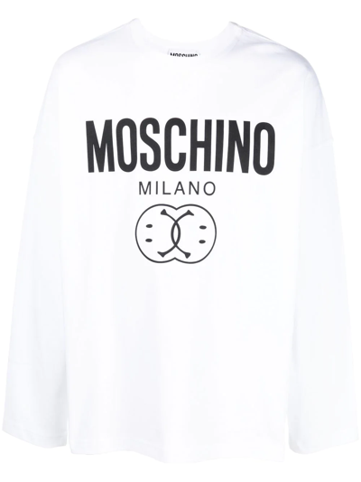 Moschino Logo-print Cotton Sweatshirt In White