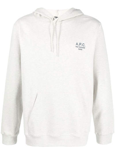 Apc Marvin Logo-print Pullover Hoodie In White