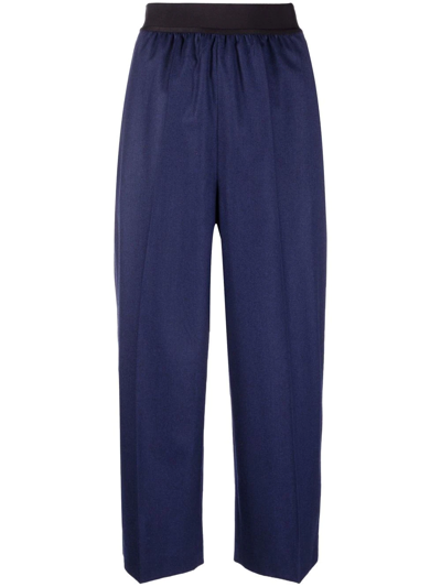 Stella Mccartney Wide-leg Cropped Trousers In Blue