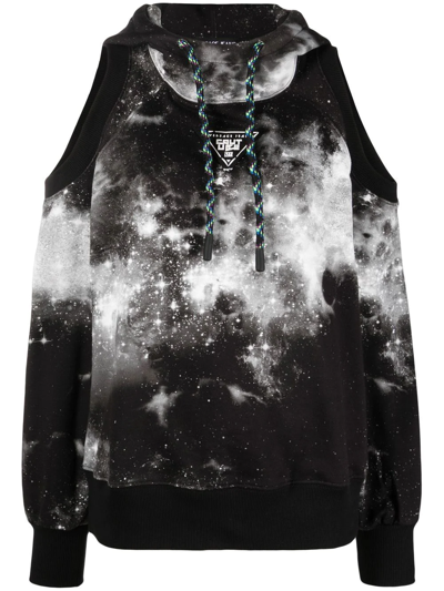 Versace Jeans Couture Tie-dye Cut-out Hoodie In Black