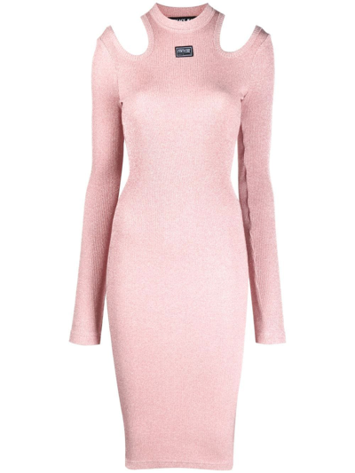 Versace Jeans Couture Pink Viscose Midi Dress In E416 Rose