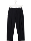 Balmain Buttoned-embellished Tapered Trousers In Blue