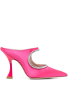 Stuart Weitzman Curve Crystal-embellished Satin Mules In Magenta