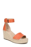 Franco Sarto Clemens Espadrille Wedge Sandal In Orange Leather