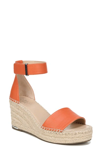 Franco Sarto Clemens Espadrille Wedge Sandal In Orange Leather