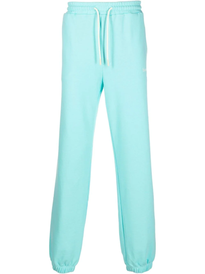 Msgm Logo-print Organic-cotton Track Trousers In Blau
