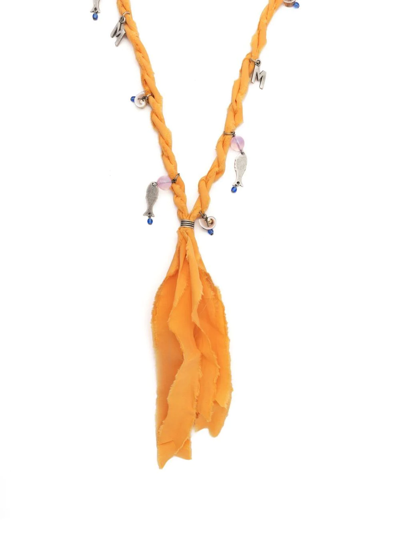Msgm Braided-strap Charm Necklace In Apricot