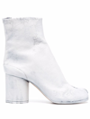 Maison Margiela Tabi Ankle Boots In White Aged Effect Leather In White