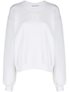 Alexander Wang Women Essential Terry Crew Sweatshirt With Puff Paint Logo In White