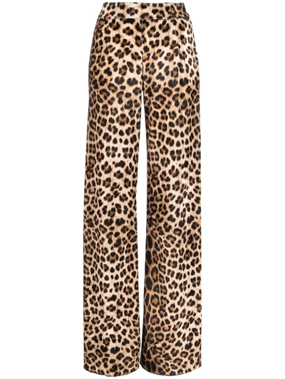 Philipp Plein Leopard-print Flared Trousers In Brown