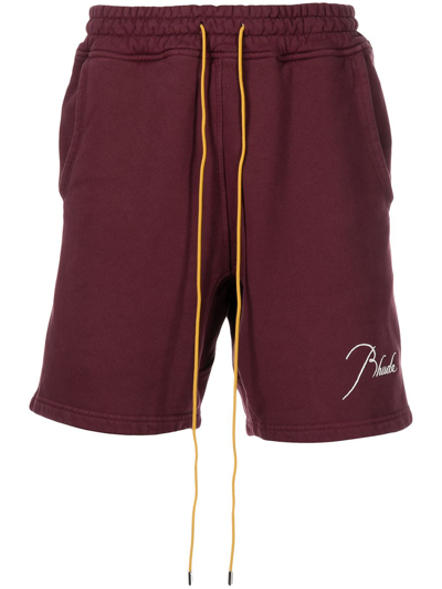 Rhude Logo-print Drawstring Shorts In Bordeaux