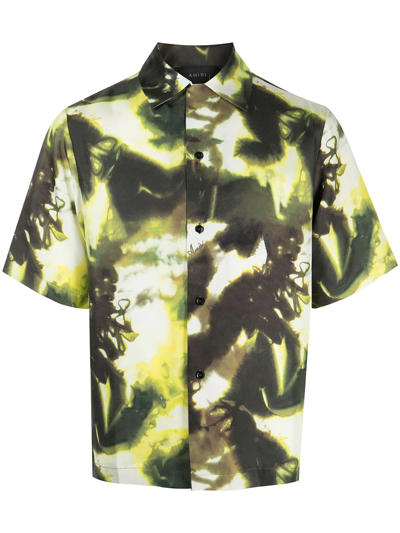 Amiri Camouflage-print Silk Short-sleeved Shirt In Whitegreen | ModeSens