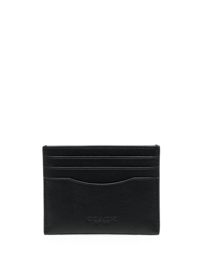 Coach Logo-stamp Leather Cardholder In Schwarz