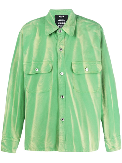 Msgm Faded Effect Shirt In Green
