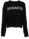 Dsquared2 Cotton Sweater With Printed Logo In Black