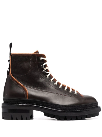 Dsquared2 Leather Lace-up Ankle Boots In Brown