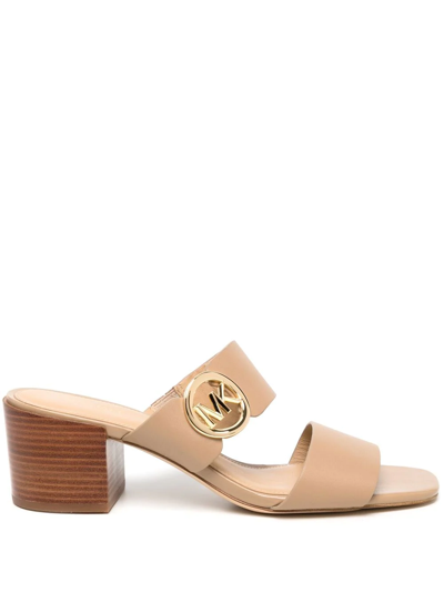 Michael Kors Summer Logo-plaque Mules In Brown