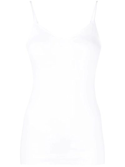 Hanro Seamless V-neck Cotton Camisole In White