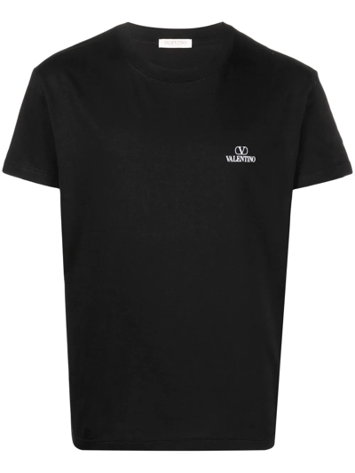 Valentino Vlogo Logo-print Cotton-jersey T-shirt In Black