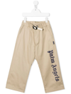Palm Angels Logo-print Straight-leg Trousers In Neutrals
