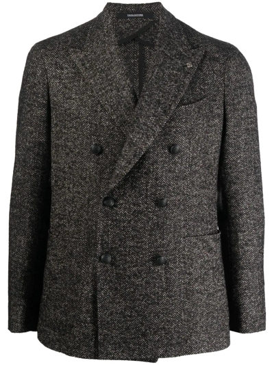 Tagliatore Fitted Double-breasted Button Blazer In Brown