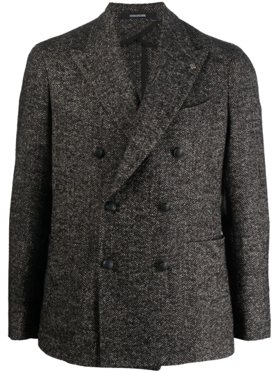 Tagliatore Fitted Double-breasted Button Blazer In Black