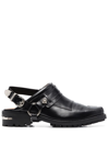 Toga Virilis Western Slingback Leather Mules In Black