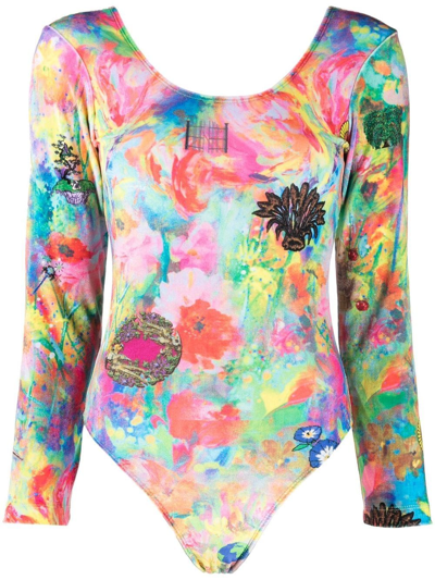 Liberal Youth Ministry Graphic-print Long-sleeve Top In Multi Blue