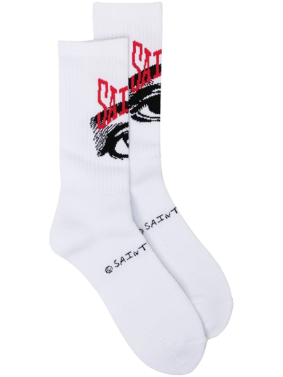 Saint Mxxxxxx Logo-print Socks In White