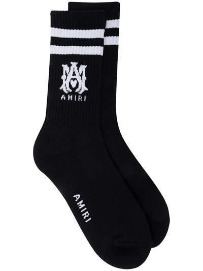 Amiri Logo-print Socks In Black