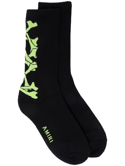 Amiri Skeleton-print Socks In Black