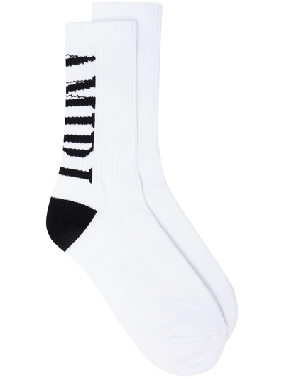 Amiri Logo-print Cotton Socks In White
