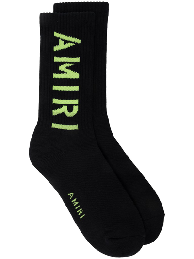 Amiri Logo Embroidered Ankle Socks In Black