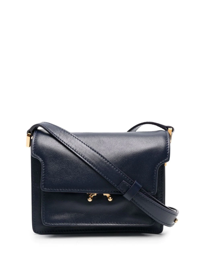 Marni Trunk Leather Satchel Bag In Blue